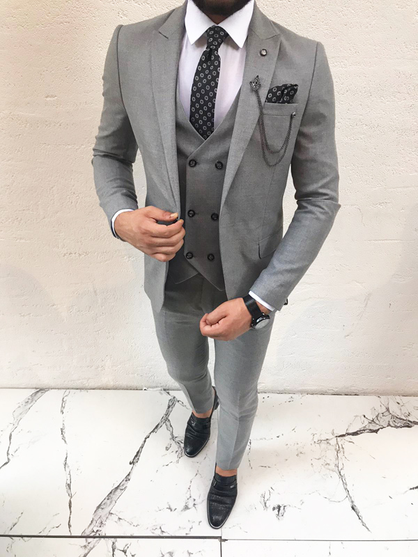BespokeDaily Lowell Gray Slim Fit Suit - Bespoke Daily