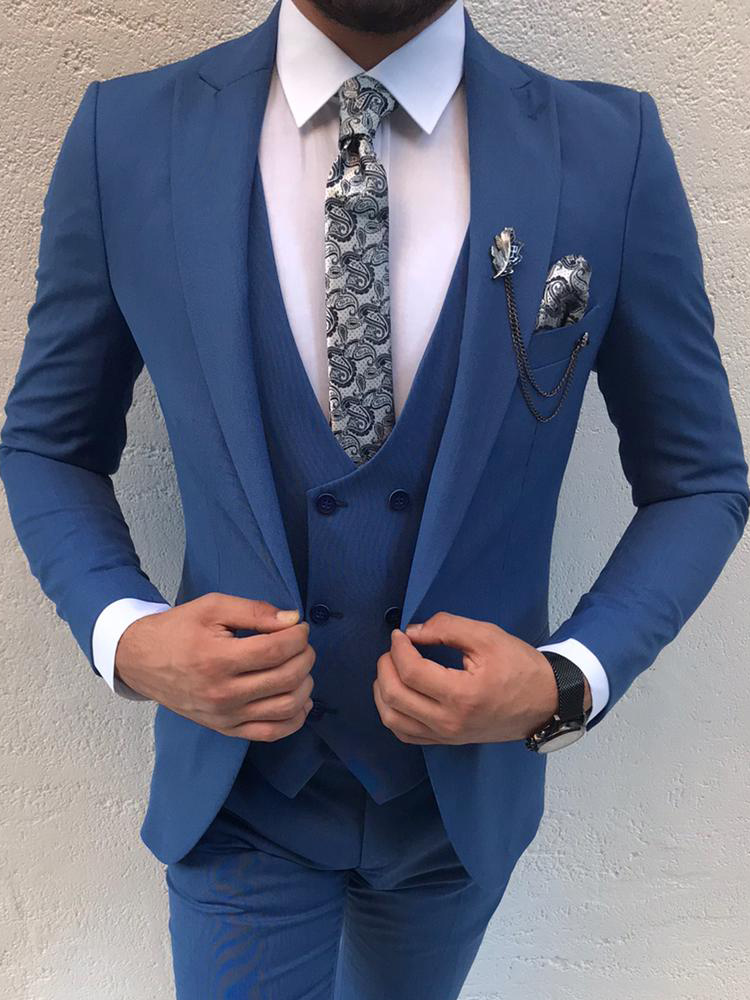 BespokeDaily Mooresville Blue Slim Fit Suit - Bespoke Daily