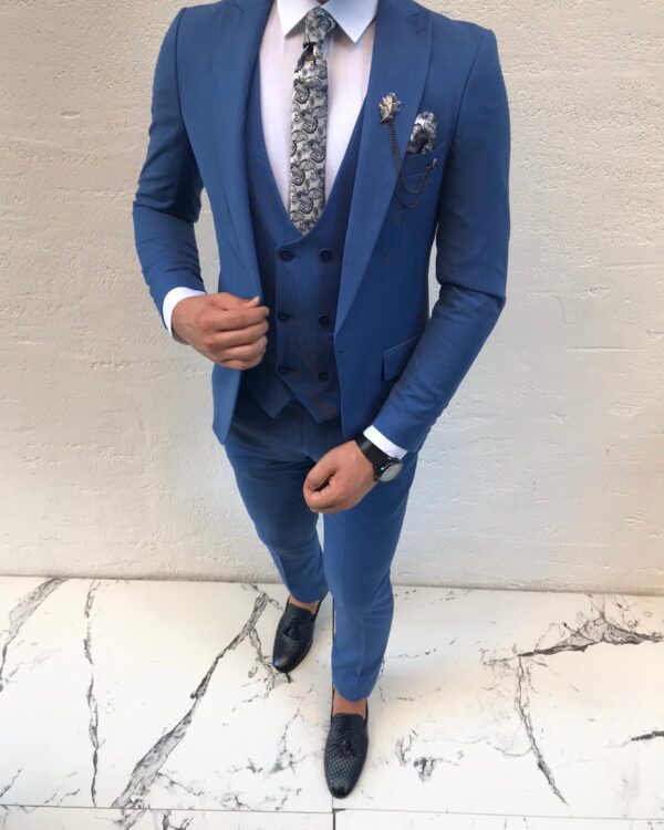 Bespokedaily Mooresville Blue Slim Fit Suit Bespoke Daily