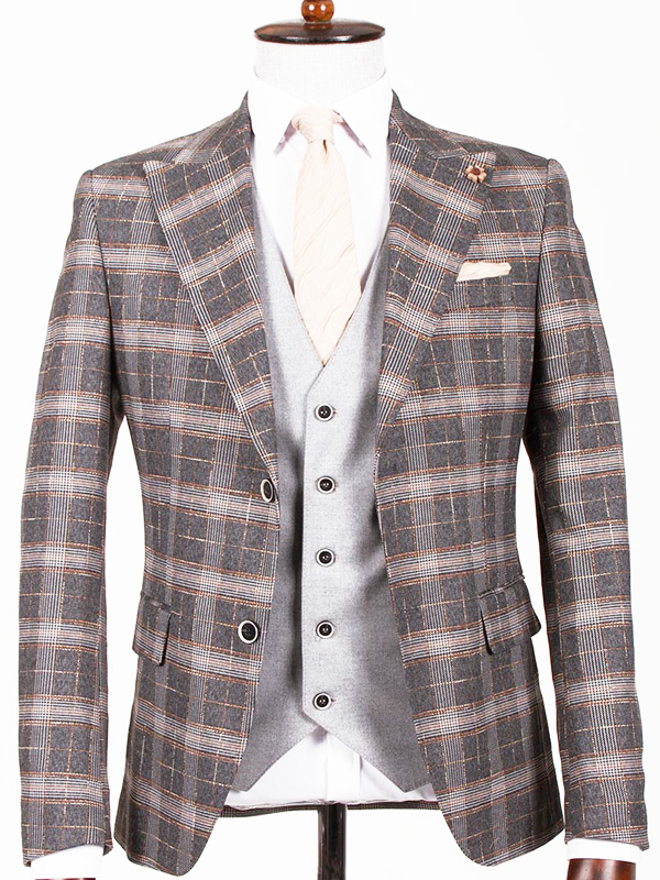 Buy Gray Slim Fit Plaid Suit By Bespokedailyshop Worldwide Shipping