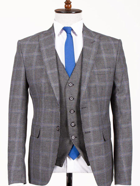 Buy Black Slim Fit Plaid Suit by BespokeDaily | Worldwide Shipping