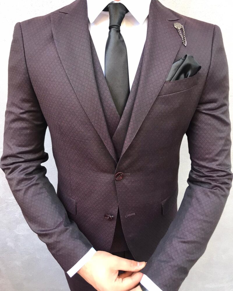Damson Slim Fit Suit by BespokeDailyShop.com with Free Worldwide Shipping