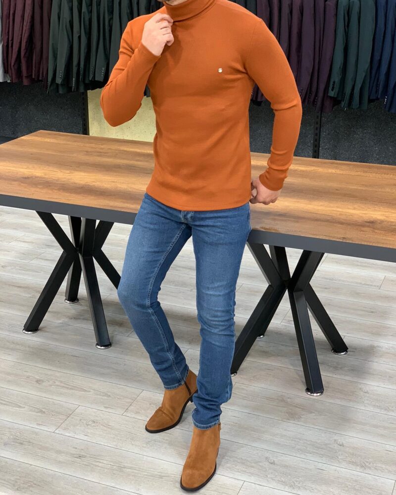 Tile Slim Fit Turtleneck Sweater by BespokeDailyShop.com with Free Worldwide Shipping