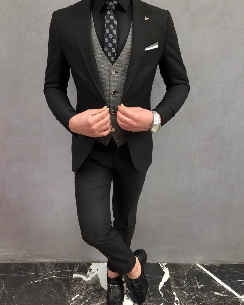 Buy Black Slim Fit Suit by BespokeDailyShop | Worldwide Shipping