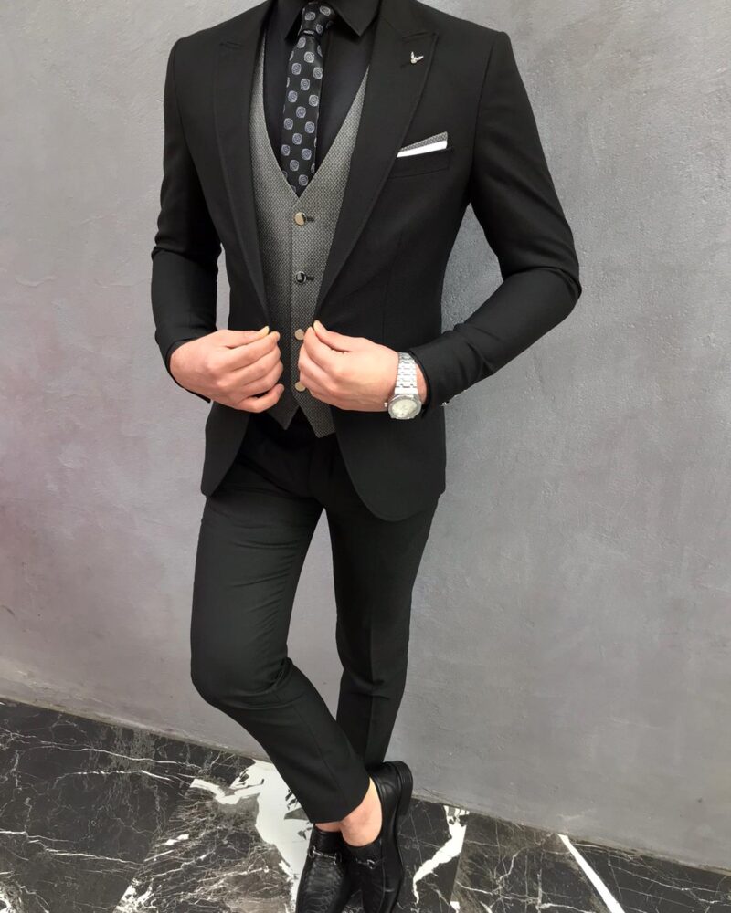 Buy Black Slim Fit Suit by BespokeDailyShop | Worldwide Shipping