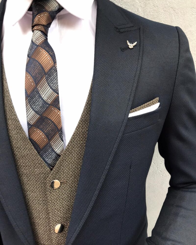Navy Blue Slim Fit Suit Wool Blazer by BespokeDailyShop.com with Free Worldwide Shipping