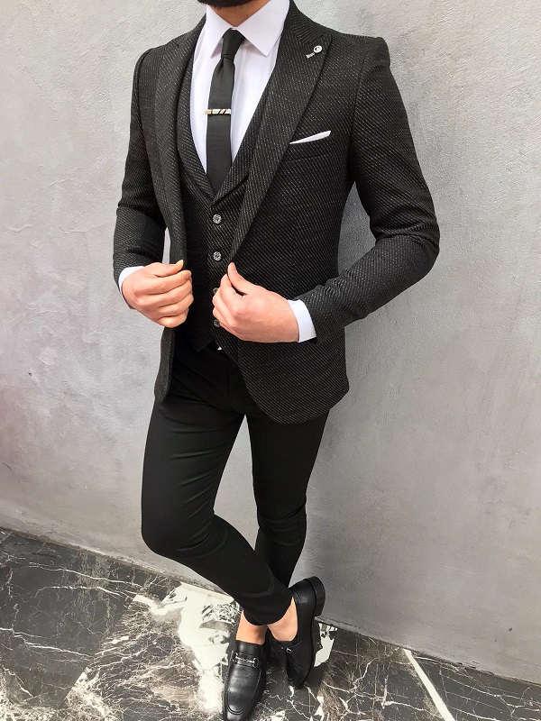 Buy Black Slim Fit Suit by BespokeDailyShop.com | Worldwide Shipping