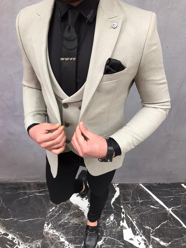 Buy Cream Slim Fit Suit by BespokeDailyShop.com | Worldwide Shipping