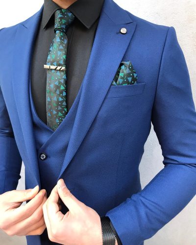 Buy Blue Slim Fit Suit by BespokeDailyShop.com | Worldwide Shipping