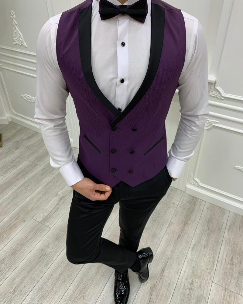 Purple Slim Fit Peak Lapel Tuxedo by BespokeDailyShop.com with Free Worldwide Shipping