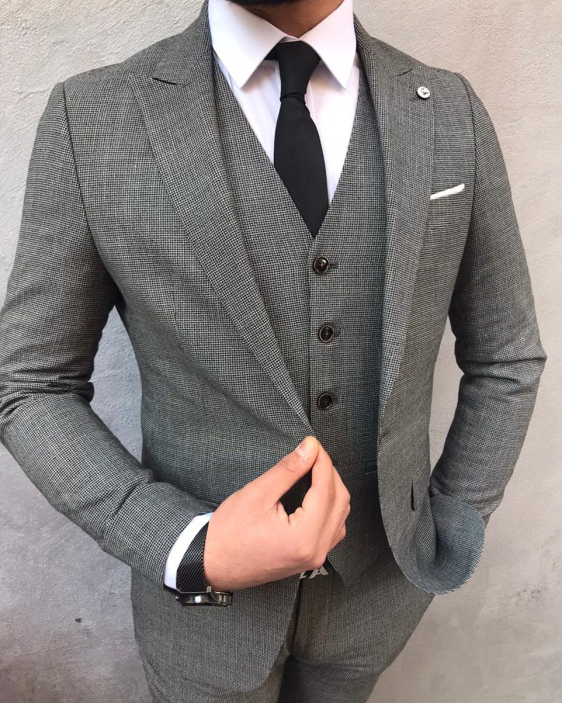 Buy Gray Slim Fit Suit by BespokeDailyShop.com | Worldwide Shipping