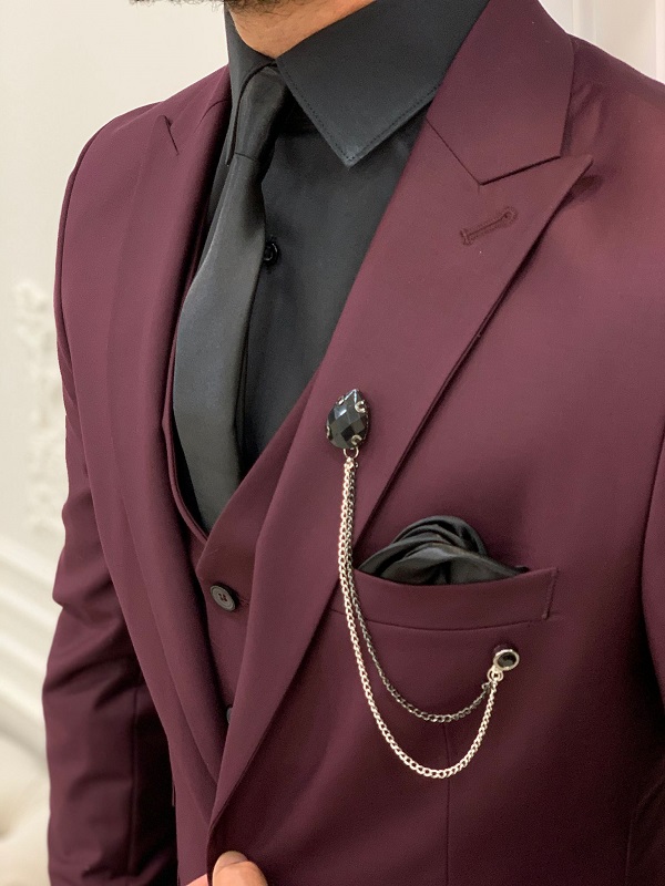 Burgundy Slim Fit Suit by BespokeDailyShop.com with Free Worldwide Shipping