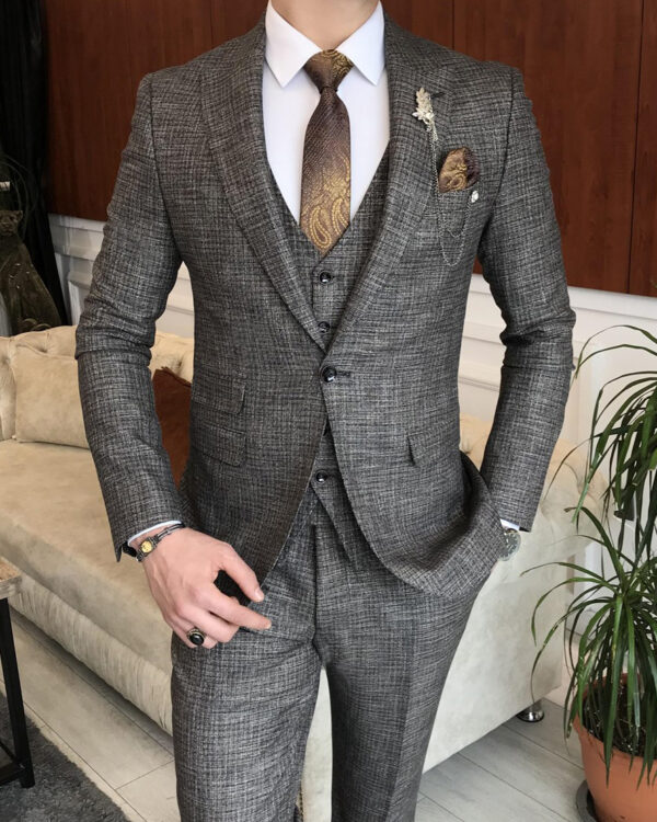 Brown Italian Style Peak Lapel Suit for Men by BespokeaDailyShop.com
