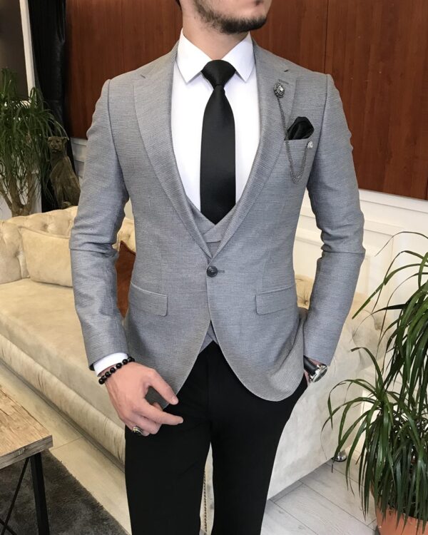 Gray Slim Fit Suit for Men by BespokeDailyShop.com