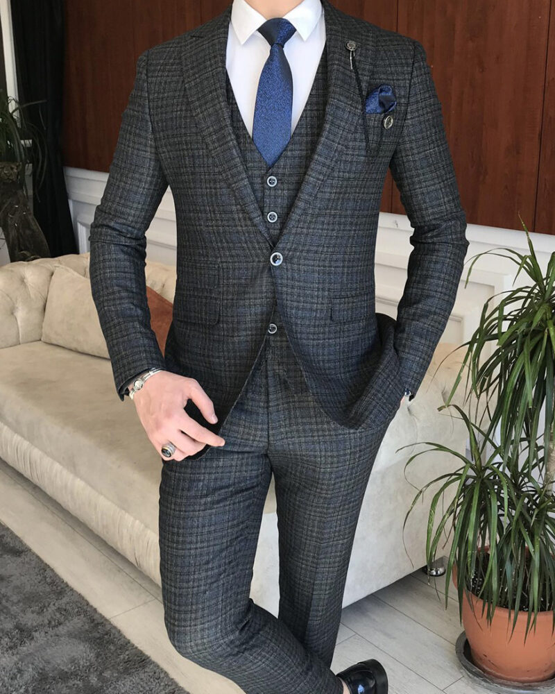Wedding Blue check 2 Piece Suit at Rs 1850 in New Delhi | ID: 23153022262