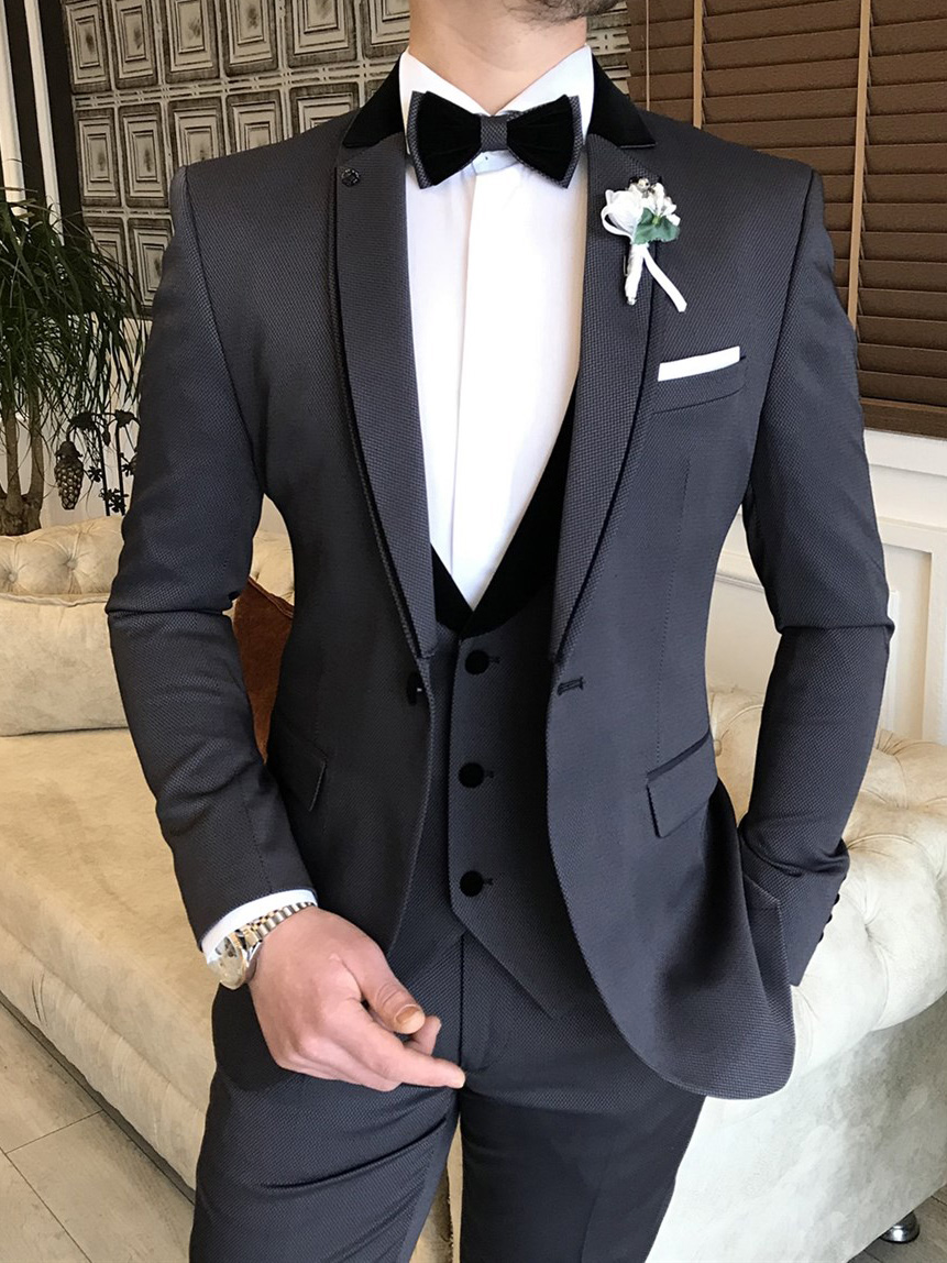 Gray Modern Fit Prom Suit for Men by BespokeaDailyShop.com
