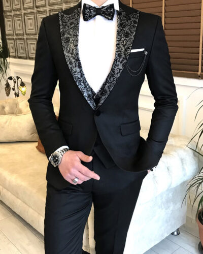Black Modern Fit Prom Suit for Men by BespokeaDailyShop.com