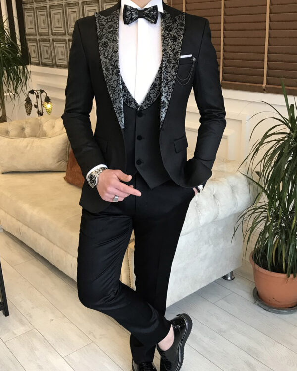 Black Modern Fit Prom Suit for Men by BespokeaDailyShop.com