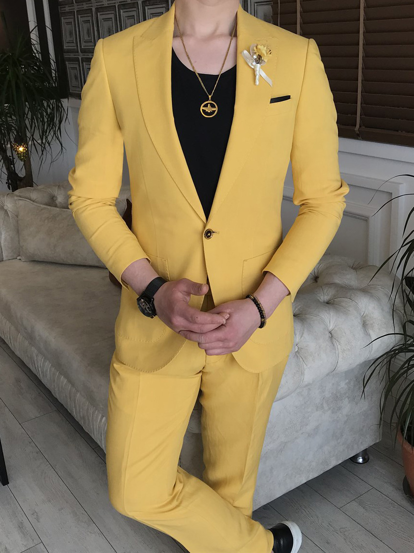 Yellow Glittery Dance Men's Tuxedo suit