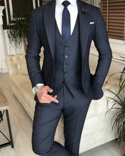 Off White Slim Fit 2 Piece Peak Lapel Suit for Men by BespokeDailyShop