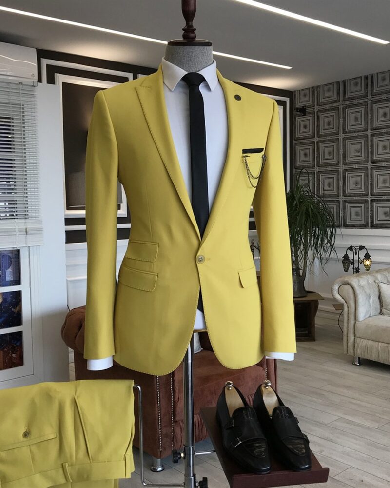 Men Suits 2 Piece Suit Slim fit One Button Mustard Suit Sainly– SAINLY