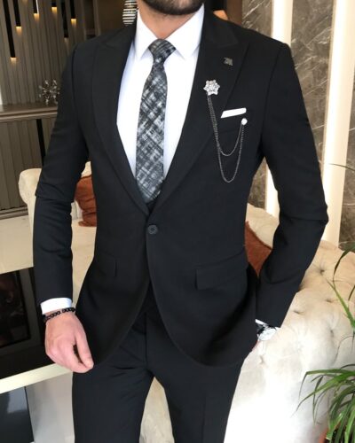 Black Slim Fit Date Night Suit for Men by BespokedailyShop