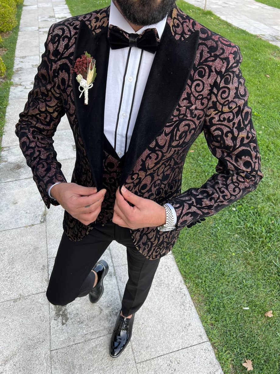 Burgundy Slim Fit Velvet Tuxedo for Groom | BespokeDailyShop