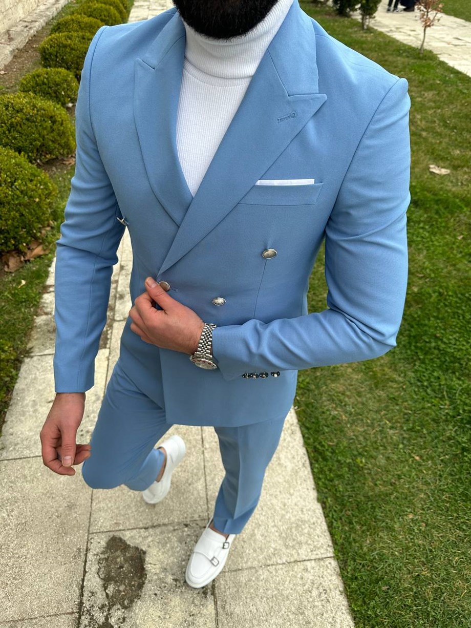 Gray Slim Fit Groom Wool Suit for men by BespokeDailyShop