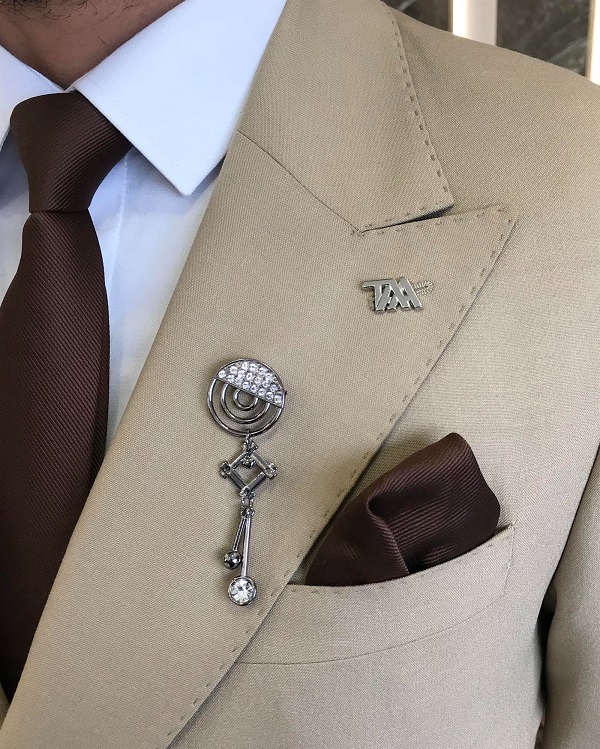 BespokeDaily Camel Slim Fit Double Breasted Suit