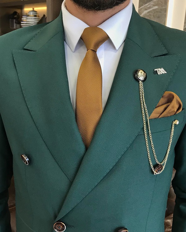 BespokeDaily Green Slim Fit Double Breasted Suit