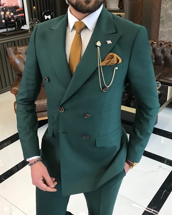 BespokeDaily Green Slim Fit Double Breasted Suit