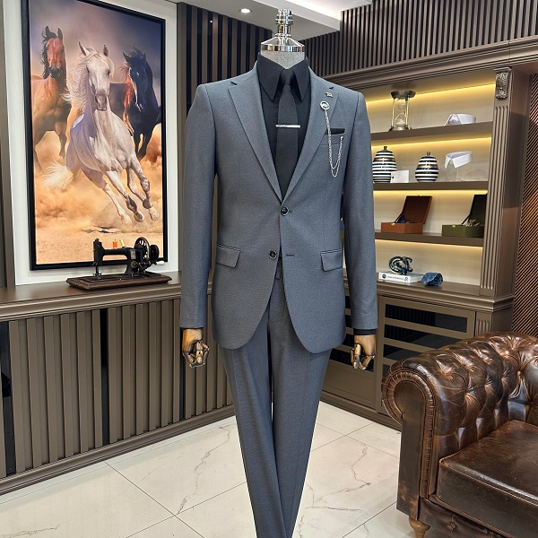 BespokeDaily Pisa Gray Slim Fit Notch Lapel Suit