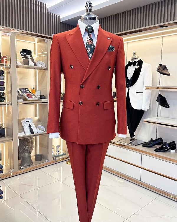 BespokeDaily Lazio Red Slim Fit Double Breasted Suit