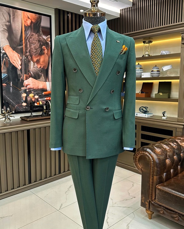 BespokeDaily Pisa Green Slim Fit Double Breasted Suit
