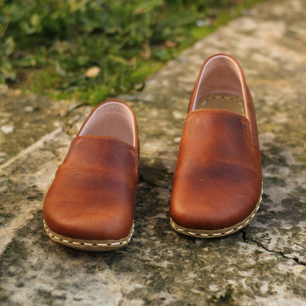 BespokeDaily Barefoot Copper Rivet Brown Loafers