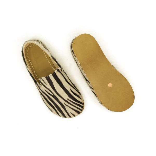 BespokeDaily Barefoot Copper Rivet Zebra Pattern Loafers