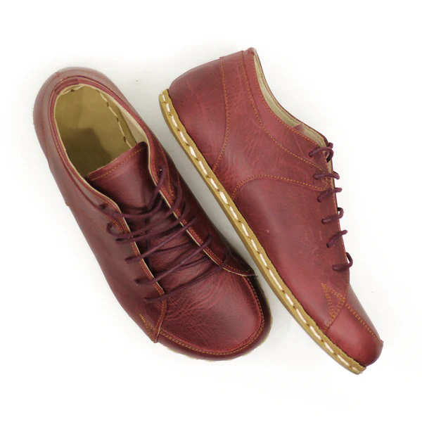Bespokedaily Earthing Barefoot Copper Rivet Burgundy Sneakers