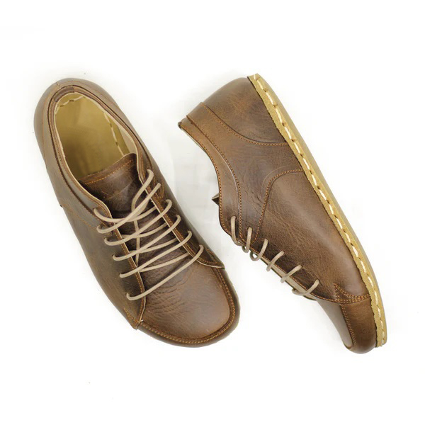 Bespokedaily Earthing Barefoot Copper Rivet Dark Brown Sneakers